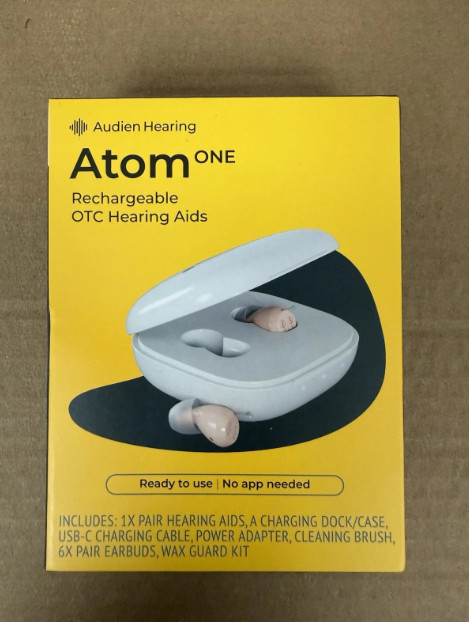 NEW Audien Hearing ATOM one 1 Wireless Rechargeable OTC Hearing AIDS FREE SHIP
