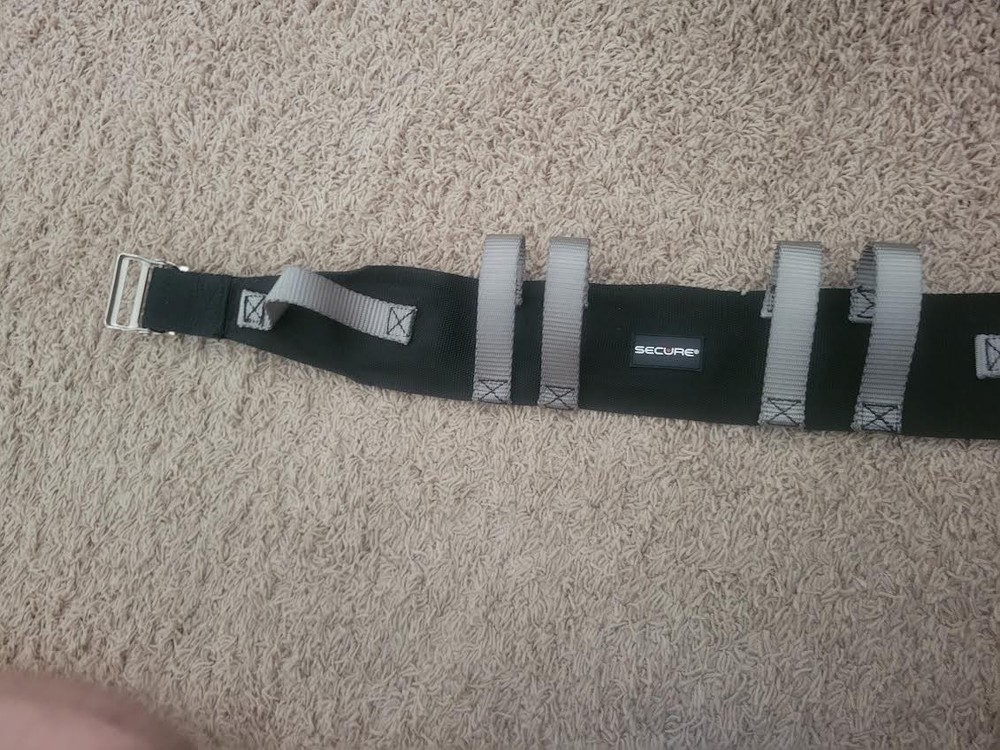 Black and silver nylon gait belt for transfer