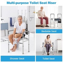 Elevated Toilet Seat Riser w/ Handles 400 lb Support Adjustable Width & Height