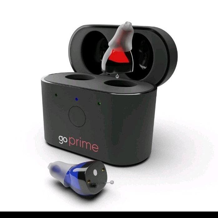 Go Prime Rechargeable ITE Hearing Aids, Black, w/ Case Cable Adapter Tools