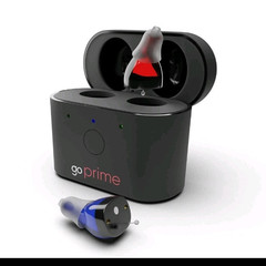 Go Prime Rechargeable ITE Hearing Aids, Black, w/ Case Cable Adapter Tools