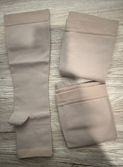 3 Pairs Compression Knee High Socks Unisex 20-30mmHg Open Toe Beige Sz XL NEW