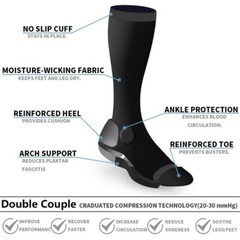 3 Pack Copper Compression Socks (10-15mmHg) Moisture Wicking Support Stockings++