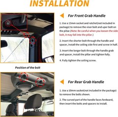 Front & Rear Grab Handle Kit Aluminum Alloy Grab Bar for 2007-2018 Jeep Wrang…