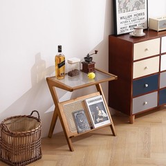 Tiita Rattan Side Table Mid Century Nightstand Bamboo Accent Bedside Tables