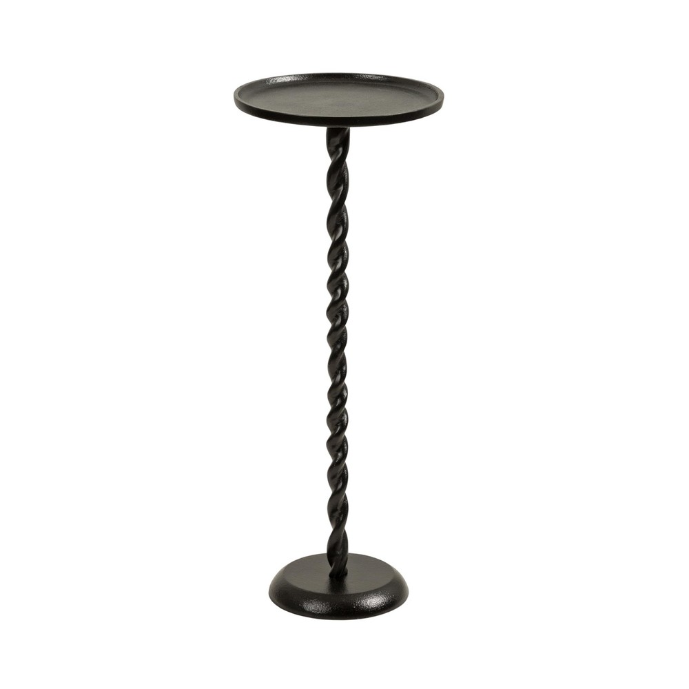Kate And Laurel Ropa Transitional Round Pedestal Drink Table 9 X 9 X 22 Black