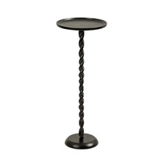 Kate And Laurel Ropa Transitional Round Pedestal Drink Table 9 X 9 X 22 Black