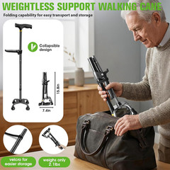 Walking Cane with LED Light for Women Men,Adjustable Folding Walking Canes for S