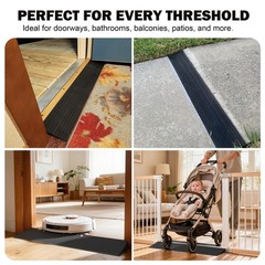 Nuvium 1″ Rise Threshold Ramps for Doorways, 2000 Lbs Load Rise, Black