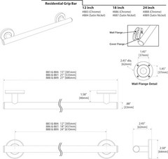12″ ADA Grab Bar Satin Nickel Stainless Steel 250 lb