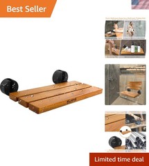 Elegant 20-Inch Teak Folding Shower Seat – Secure & Space-Saving Bench