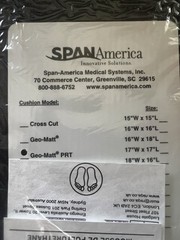 Span America Geo-Matt PRT Wheelchair Cushion 18×18 PRT 1818-96 w/Cover New w/box