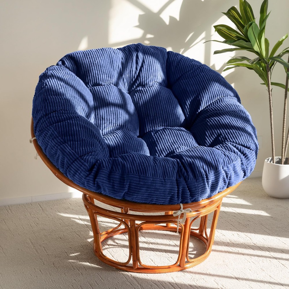 HIGOGOGO Papasan Chair Cushion with Corduroy Cover (Without 48inch, Dark Blue