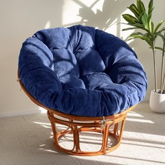 HIGOGOGO Papasan Chair Cushion with Corduroy Cover (Without 48inch, Dark Blue