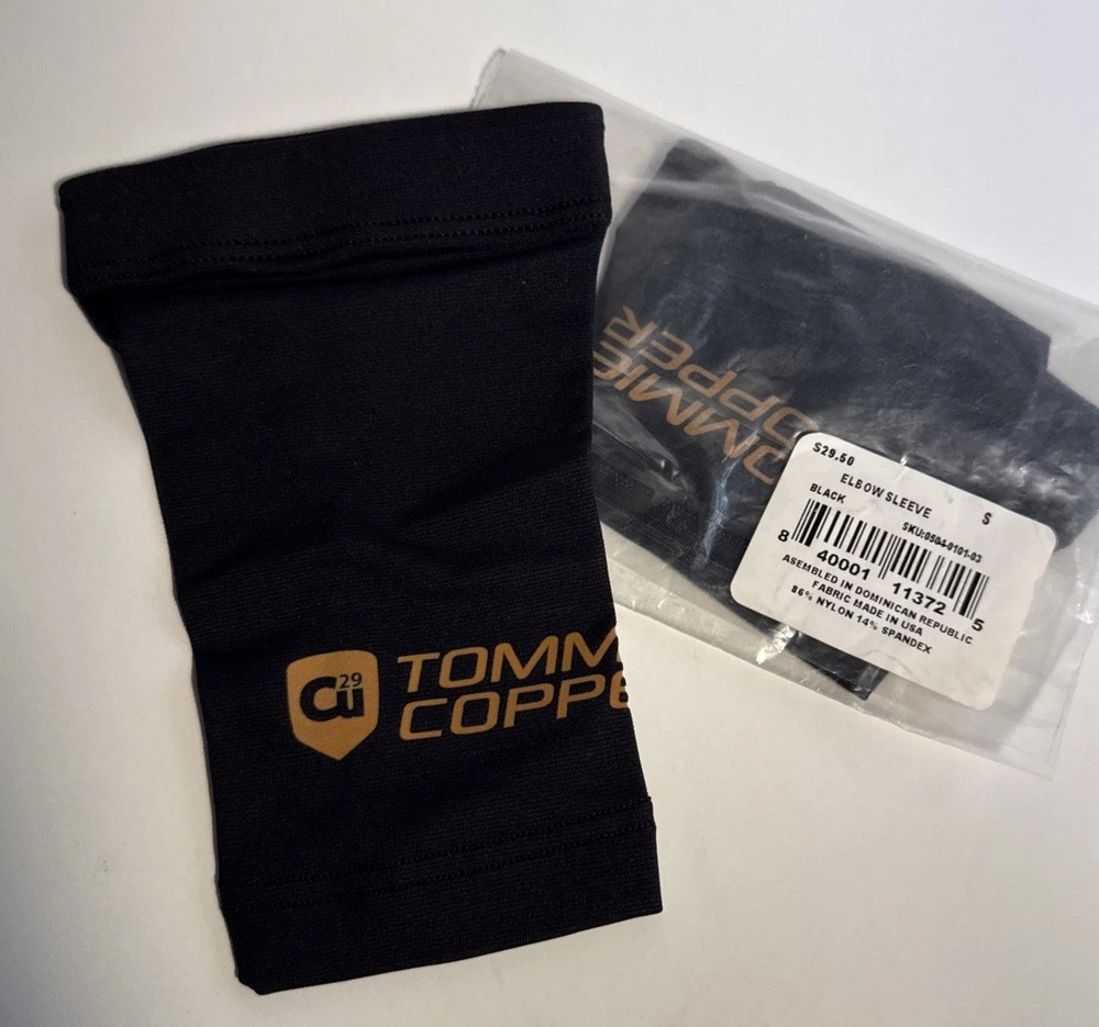 Tommie Copper Size Small Compression Elbow Sleeve Black 2 pack New