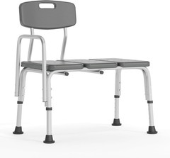 HERCULES Series 300 Lb. Capacity Adjustable Gray Bath & Shower Transfer Bench