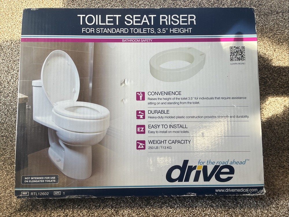 Drive Toilet Seat Riser 3.5” Height Bathroom Safety 250LB