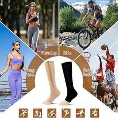 1/3x Zip-Up Compression Socks 15-20mmHg Open Toe With Zipper Pain Relief Unisex