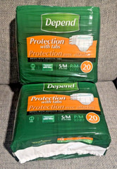 Depend Protection w/Tabs Incontinence Underwear Maximum Absorbency 40ct Small/MD