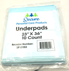 Secure Underpads 23×36 Lt Blue Disposable Bed Pads 10 Count Incontinence Chux
