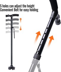 5-Levels Adjustable Height Walking Stick Portable Foldable Cane Travel Camping