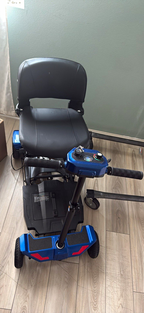 Mobility Scooter Black/Blue with Padded Seat, Armrests & Front Control Tiller