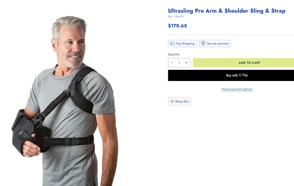 Universal DonJoy UltraSling PRO Shoulder Brace Easy Use for Left or Right Arm
