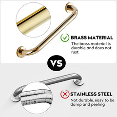 Brass Shower Grab Bar，Gold Support Bar Bathroom Hand Safety Handrail for Elderly
