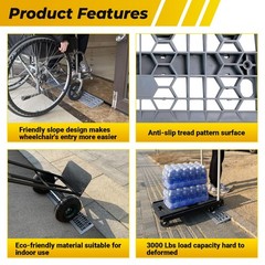 Modular Threshold Ramps for Doorways 1″ Rise Wheelchairs Ramps for Home Indoo…