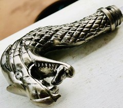 Self Defense Cane – Black Bronze – Beautiful Cast Dragon Head Handle – Tall 38″