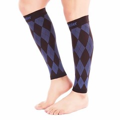 Calf Compression Sleeve Doc Miller 20-30mmHg Recovery Varicose Veins BLACK/BLUE