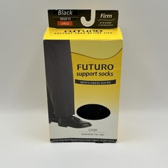 FUTURO 20-30 mmHg Dress Socks For Men Lifestyle Firm Compression L-Black 1 Pair