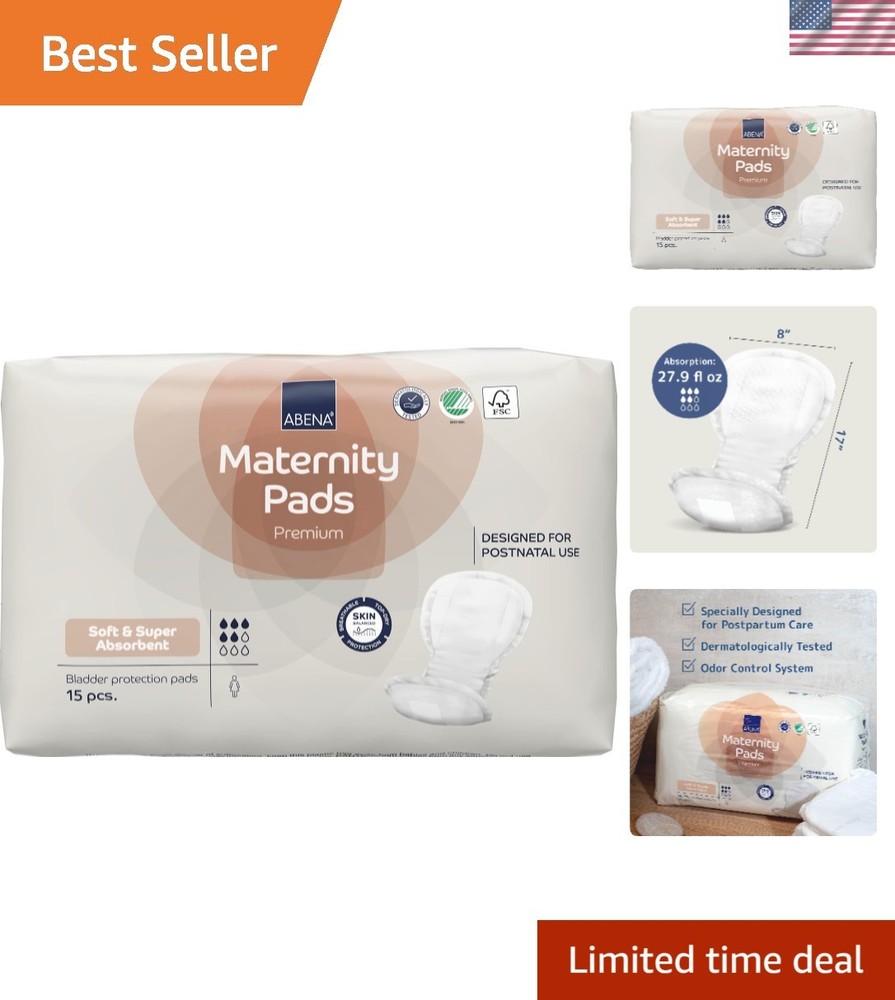 Anatomically Shaped Maternity Pads – 15 Count with Breathable Design for Comfort