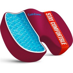 CushZone Cooling Gel Memory Foam Seat Cushion for Pain Relief – Black