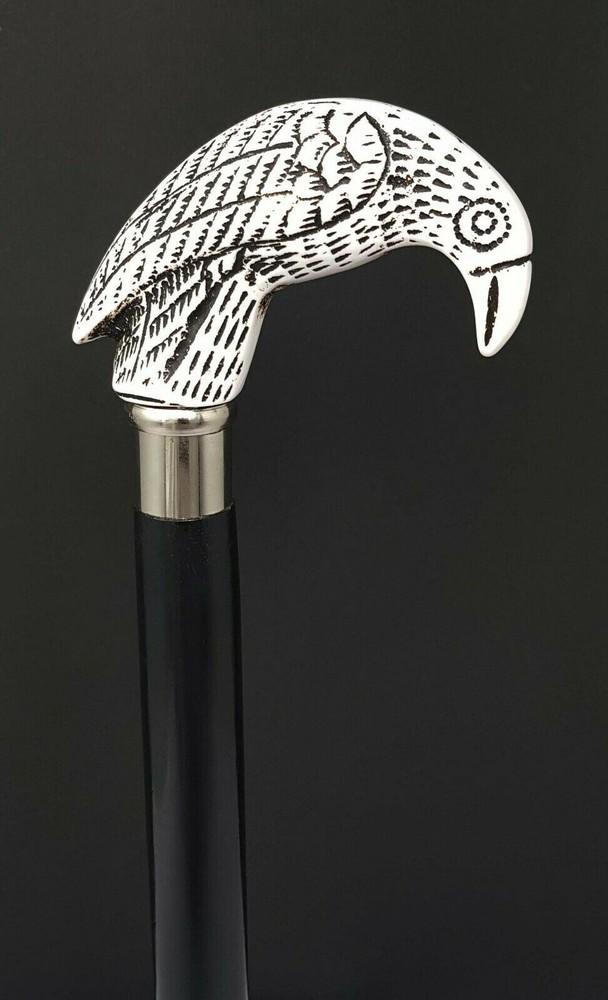 Antique Brass Bird Head Handle Black Wooden Walking Stick Cane New Decorative