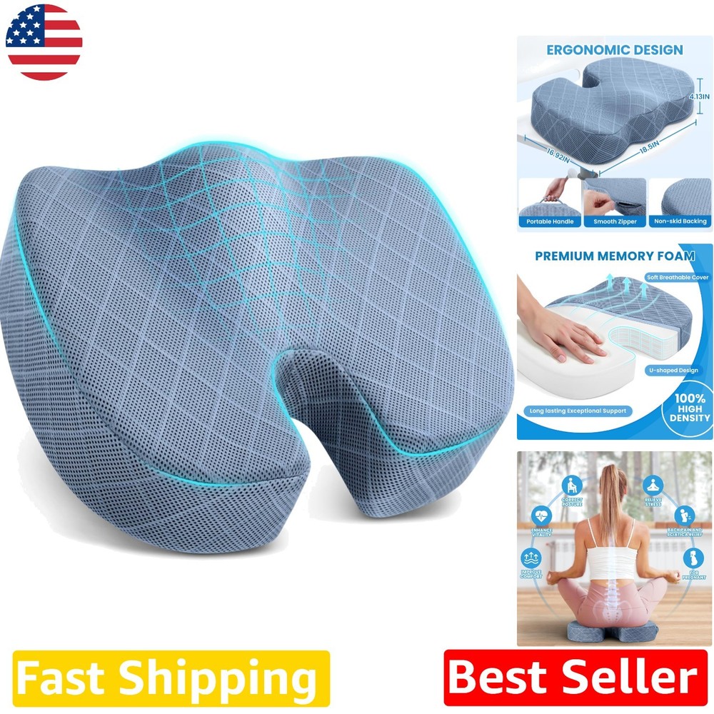 Non-Slip XX-Large Memory Foam Butt Pillow for Ultimate Back & Tailbone Comfort