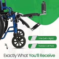 HealthLine Wheelchair Elevating Legrests with Padded Calf Pads 1 Pair