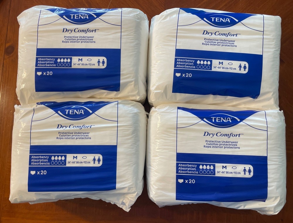 Tena Dry Comfort Protective Underwear Medium 34″“-44″“ 20ct Lot of 4 Total 80ct