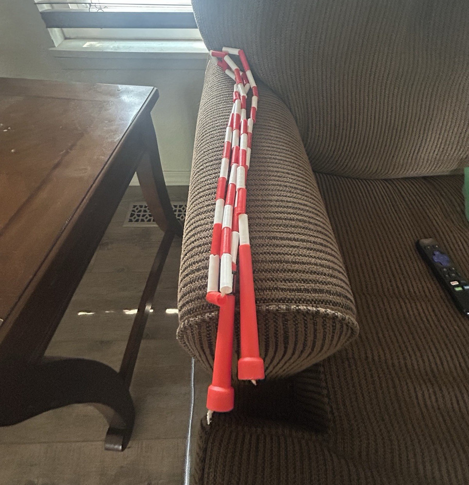 Lot of 3 Red & White Folding Walking Canes Collapsible Compact for Adult/Senior
