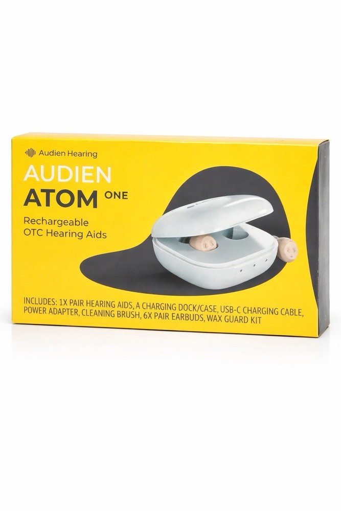 Audien Hearing Atom One Rechargeable CIC Hearing Aid Kit Beige Both Ears