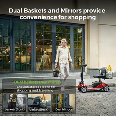 4 Wheel Folding Mobility Scooter Electric Power Wheelchairs Long Range 350LBS
