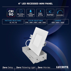 4″ LED Recessed Canless Spotlight, 5CCT, Dimmable, 12 Pack, ETL Listed