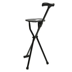 3 Legged Portable Folding Walking Stick with Seat Travel Hiking Cane Chair Stool
