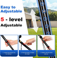 Folding Cane – Adjustable Height Walking Stick with T Handle & Wrist Strap