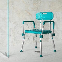 HERCULES Series 300 Lb. Capacity Adjustable Teal Bath & Shower Chair with Quick