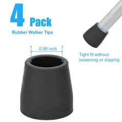 OBTANIM 4 Pack 1 Inch Replacement Rubber Cane Tips for 1 (4 Pack), Black