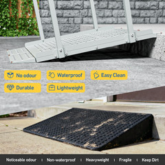Portable Wheelchair Ramp with Handrails, Non-Slip Iron Handicap Ramp 440Lbs Load