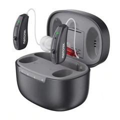 Memorex – Perfectly Tuned Self-Fitting AI Hearing Aid – Dark Gray