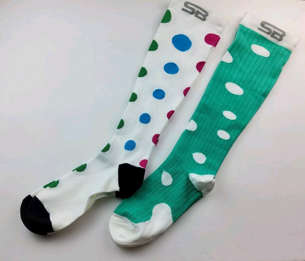 SB SOX Compression Socks Polka Dot Lot Of 2 Pairs Size L/XL