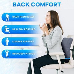 Gel Seat Cushion & Lumbar Support Pillow Set for Sciatica Pain Relief